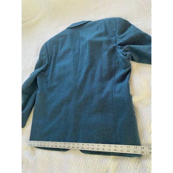 Baumler Mens Lambswool Herringbone Blazer Sport Coat Teal Blue Sz L Austria Made - Picture 11 of 15